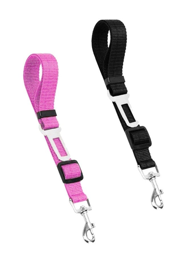 WenTigDY Dog Seat Belts 2 Pack Dog Car Seat Belts Adjustable Seat Belt for Car, Dog Seatbelt, Seat Belt for Dogs in Car Pet Seat Belts for Dogs, Cats and Pets(Black Pink) - Image 1